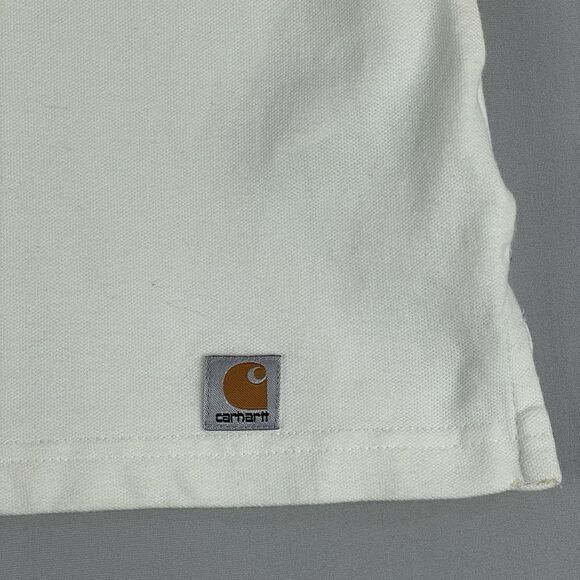 Carhartt For Women Short Sleeve Polo Shirt Size Large Ivory Cotton Golf Preppy - Picture 10 of 16